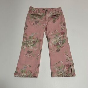 Y2K Faded Glory Girls Club Floral Pants Size 10 Pink Cotton Spandex Vintage